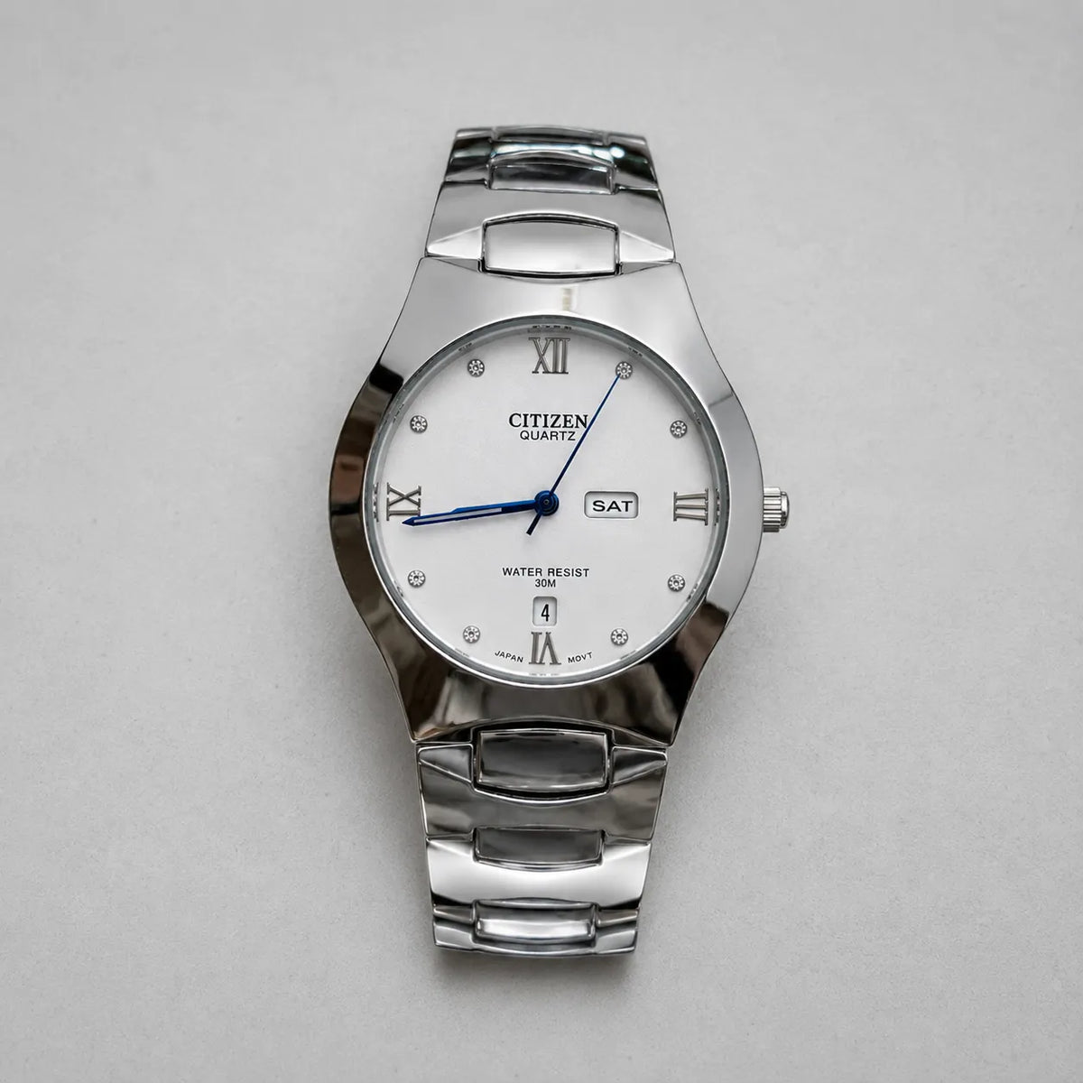 Citizen Quartz White Dial Stainless Steel Men's Watch Front View