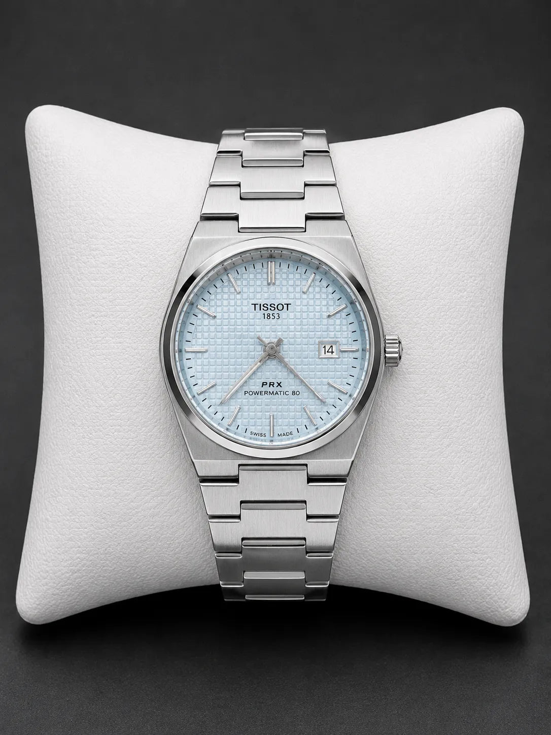 Tissot PRX Powermatic 80 Ice Blue Dial Stainless Steel Men's Watch Front View